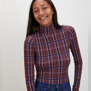 THE KIT Long-Sleeve Turtleneck Cerise Plaid 3X